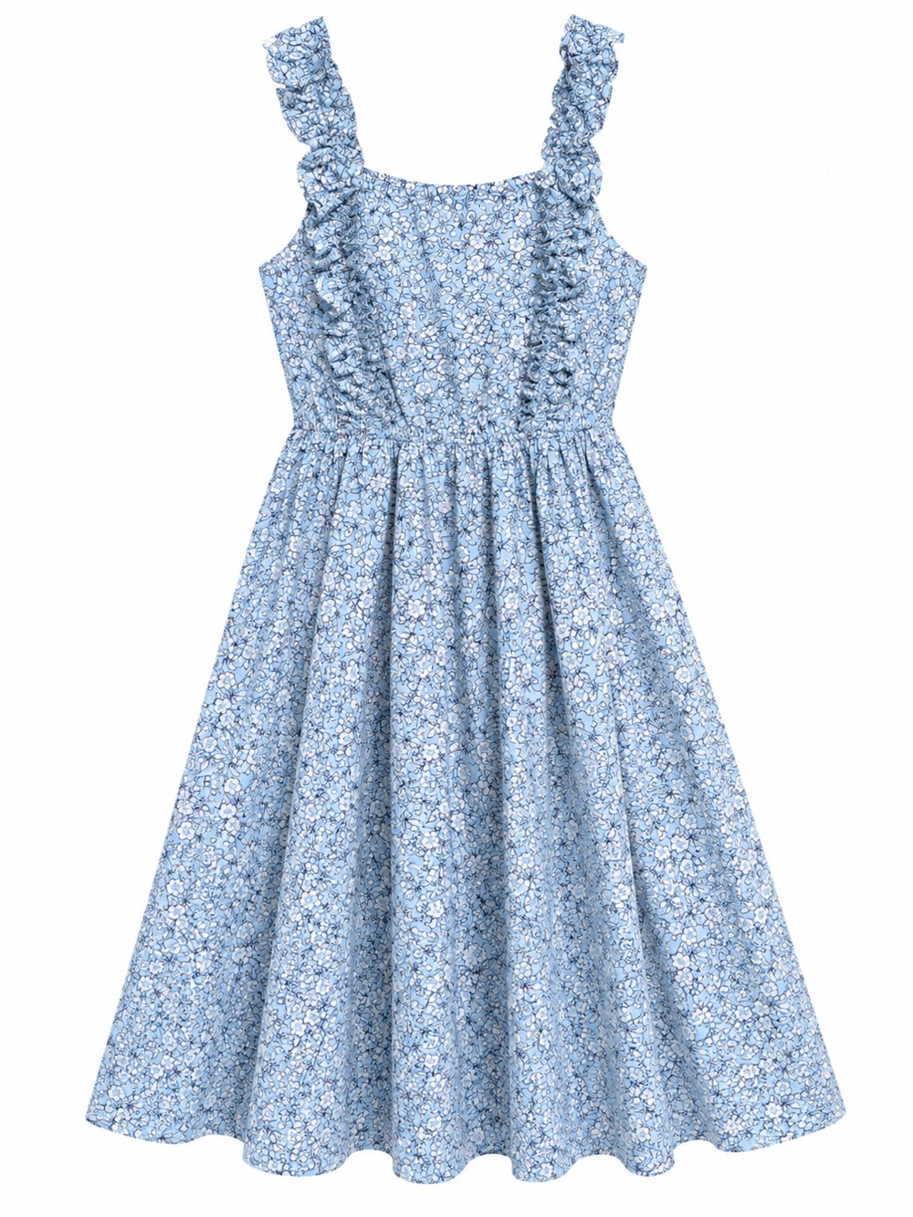 J.Crew Crewcuts Girls Size 5 Blue Floral Ruffle Sundress